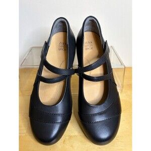 Ziera Xray Women's Mary Jane Black Leather Shoes Size 42W